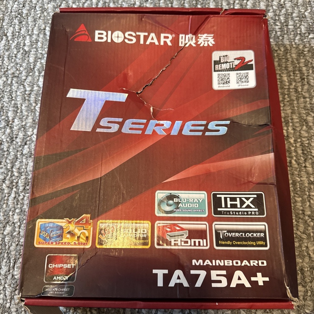 Biostar T-Series Mainboard‎ TA75A+ Brand New Sealed Open Box